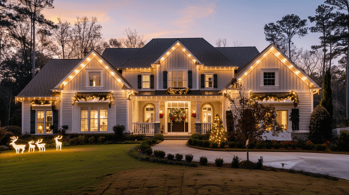 Beautiful Atlanta home with holiday lights and decorations